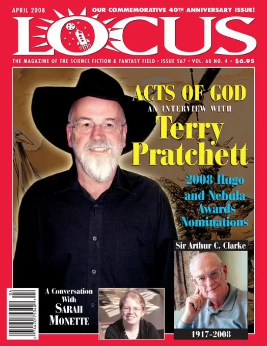Cover of the 40th Anniversary Issue of Locus Magazine featuring Terry Pratchett