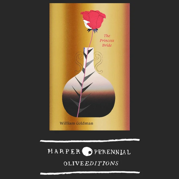 Olive editions cover for The Princess Bride featuring a rose in a vase
