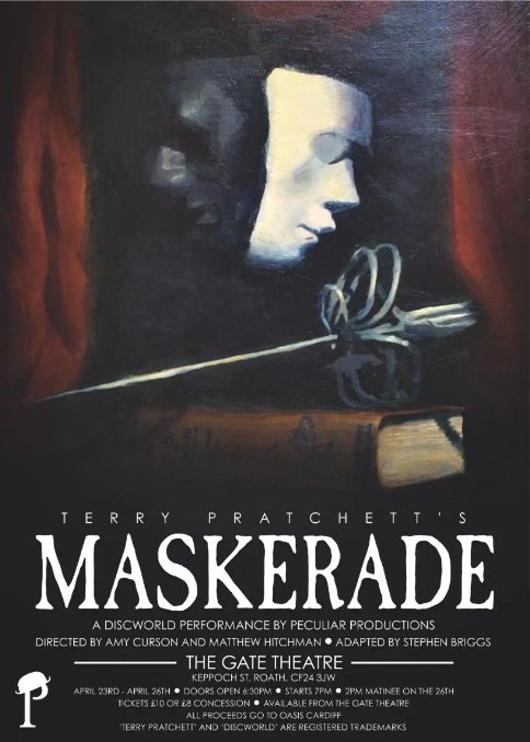 Peculiar Productions' poster for Maskerade by Terry Pratchett