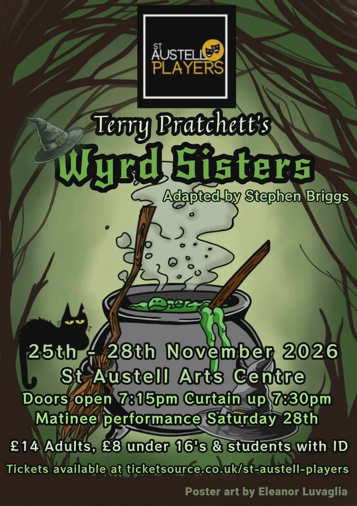 Poster for Wyrd Sisters performed by St. Austell Players