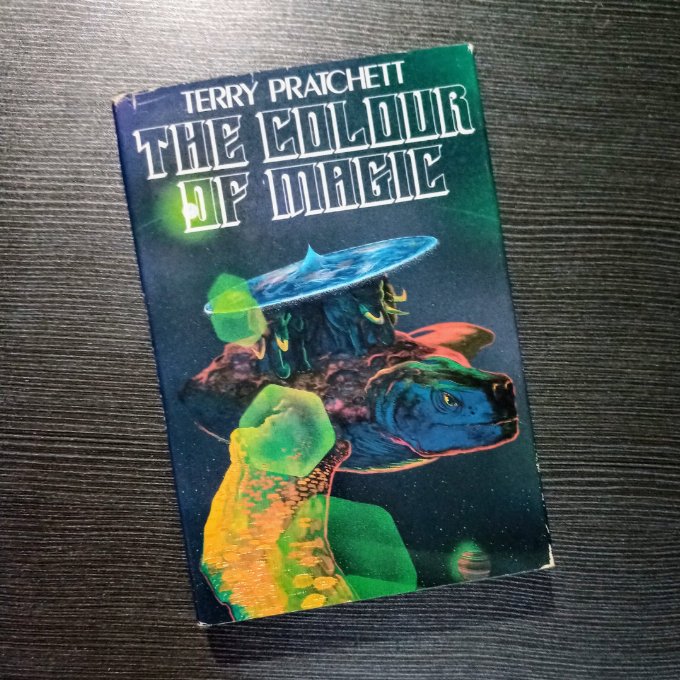 40 Years of The Colour of Magic Photograph of the 1st edition of The Colour of Magic which features the Great A'Tuin.