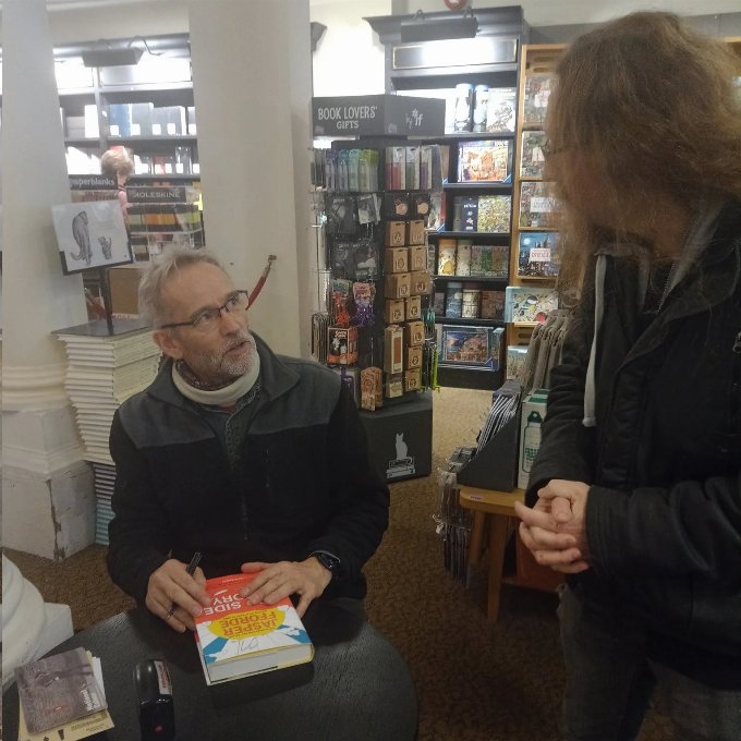 Jasper signs Jason's copy of Red Side Story at Waterstones, Swansea Jasper Fforde signs Jason's copy of Red Side Story at Waterstones Swansea