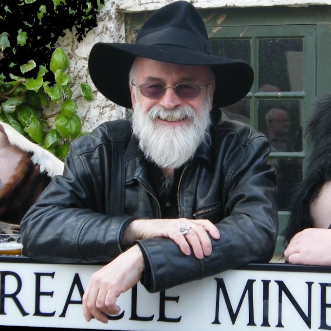 Terry Pratchett - Remembered Terry Pratchett - smiles to my camera at the street naming in Wincanton